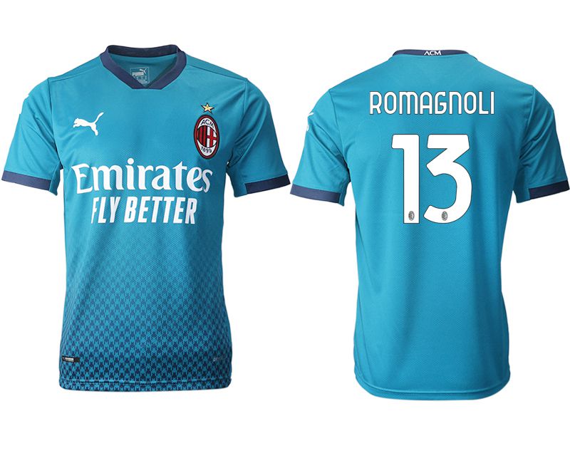 Men 2020-2021 club AC milan away aaa version #13 blue Soccer Jerseys